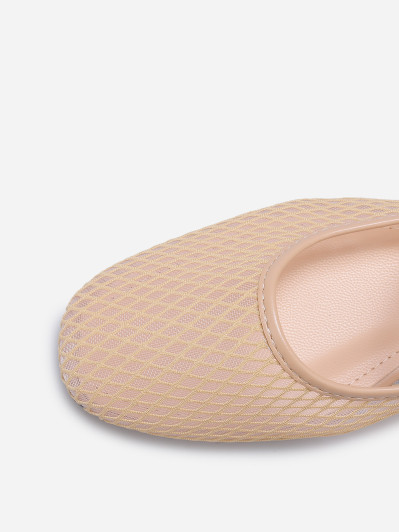 Ballerines babies en simili et résille beiges