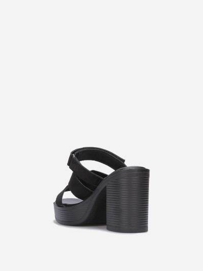 Mules en suédine à scratch noires