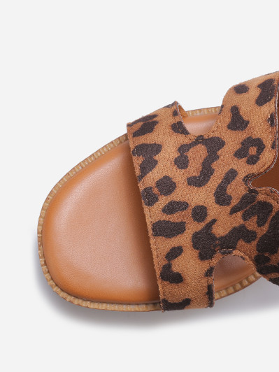 Mules en suédine à scratch léopard