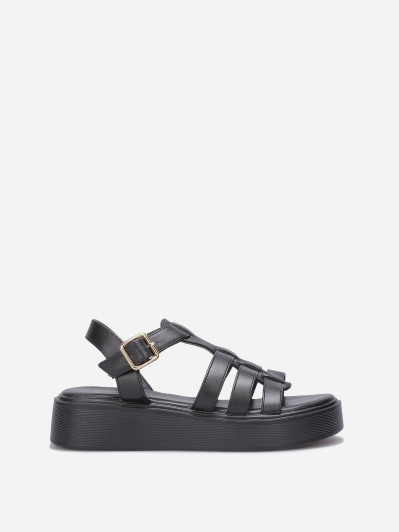 Sandales à brides et plateforme noires