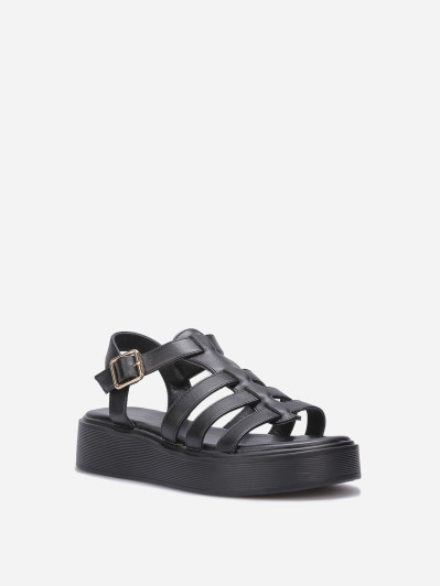 Sandales à brides et plateforme noires