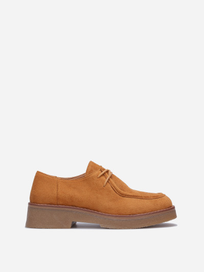 Derbies en suédine à lacets camel
