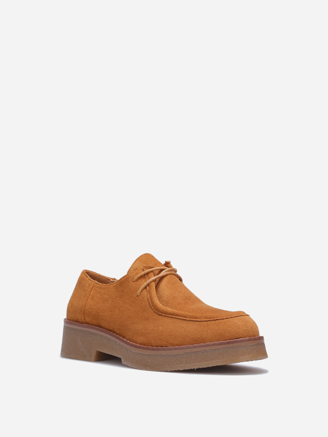 Derbies en suédine à lacets camel
