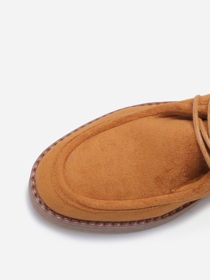 Derbies en suédine à lacets camel