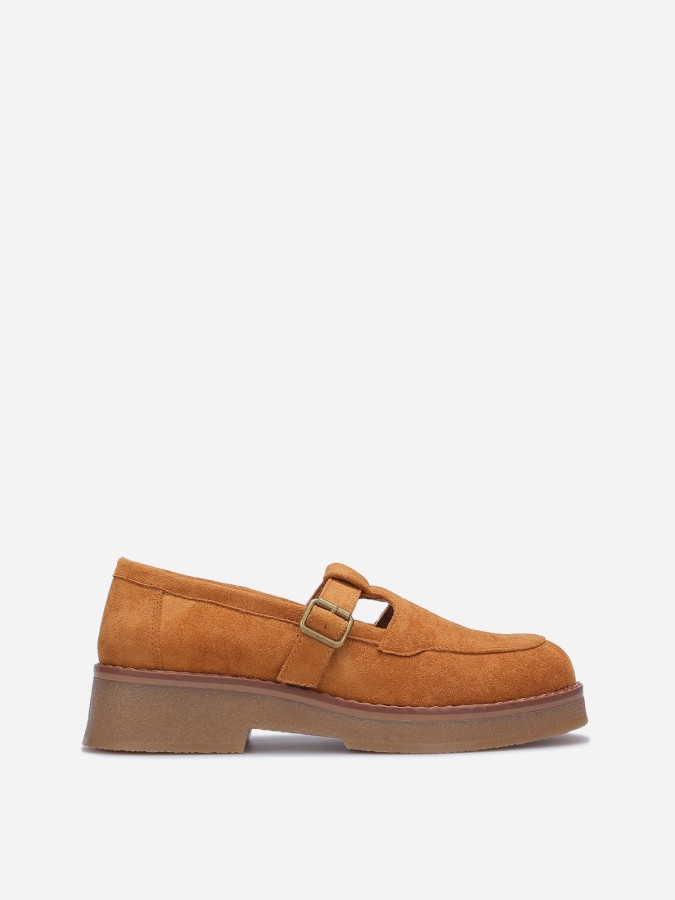 Mocassins style babies en suédine camel