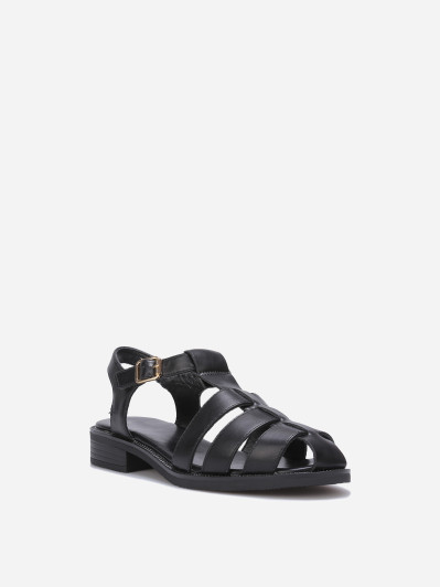 Sandales marines à boucle dorée noires