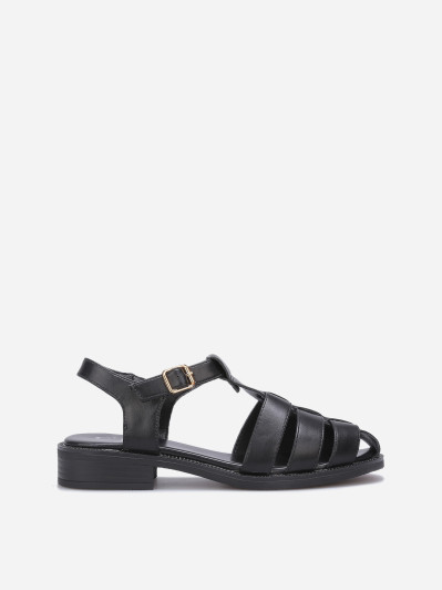 Sandales marines à boucle dorée noires