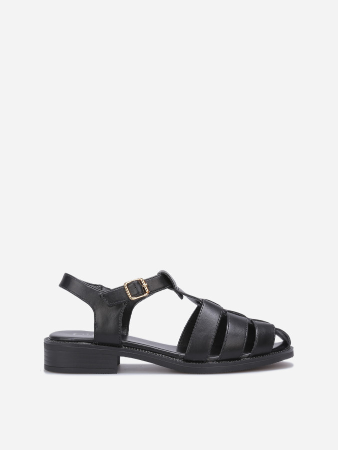 Sandales marines à boucle dorée noires