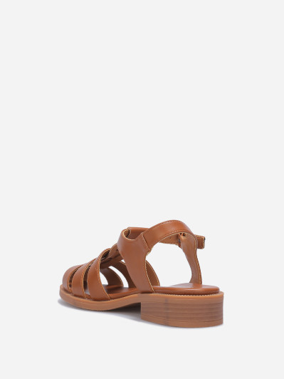 Sandales marines à boucle dorée camel