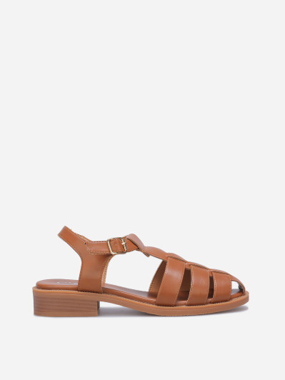 Sandales marines à boucle dorée camel