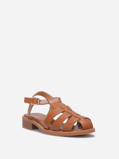 Sandales marines à boucle dorée camel