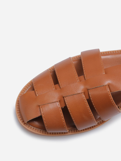 Sandales marines à boucle dorée camel