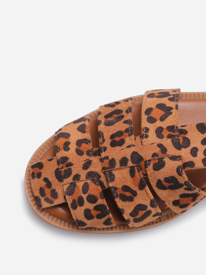 Sandales marines à motif animal marron