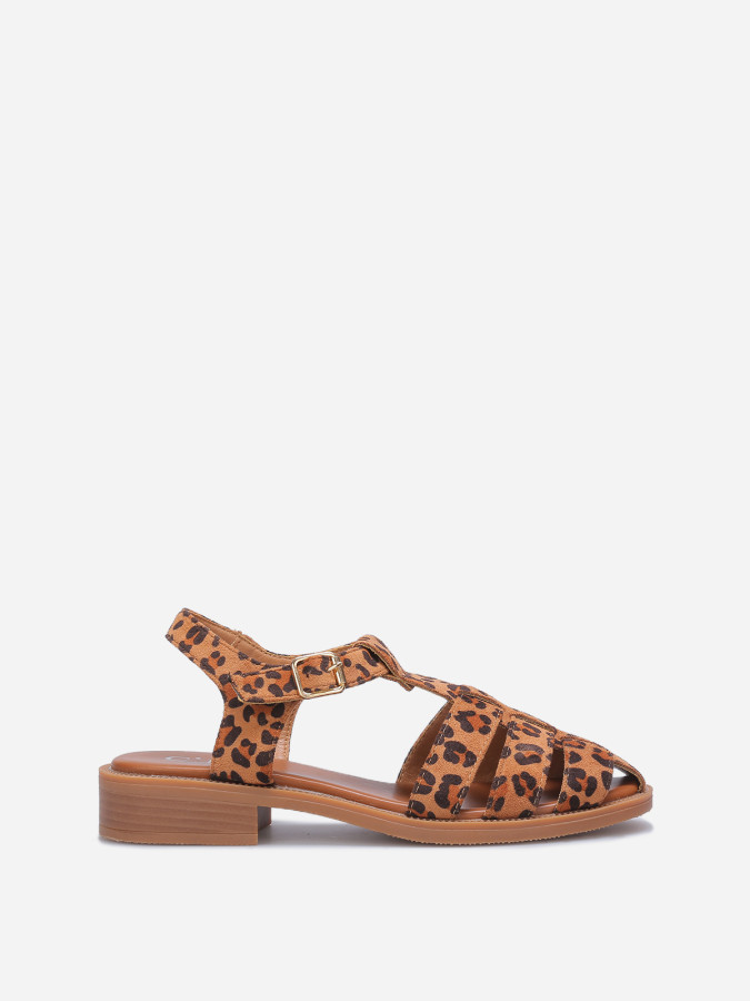 Sandales marines à motif animal marron