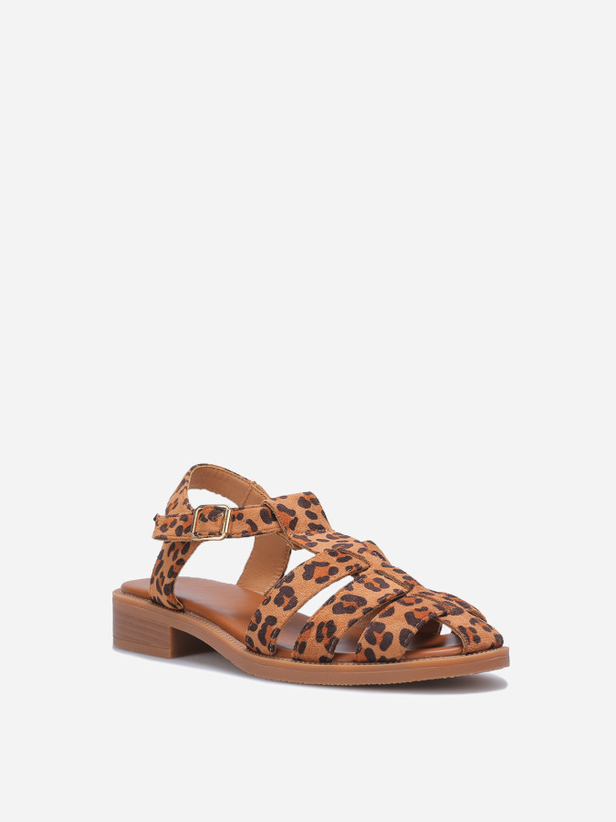 Sandales marines à motif animal marron