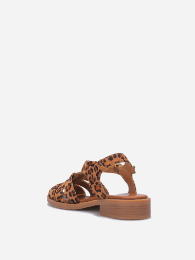 Sandales marines à motif animal marron