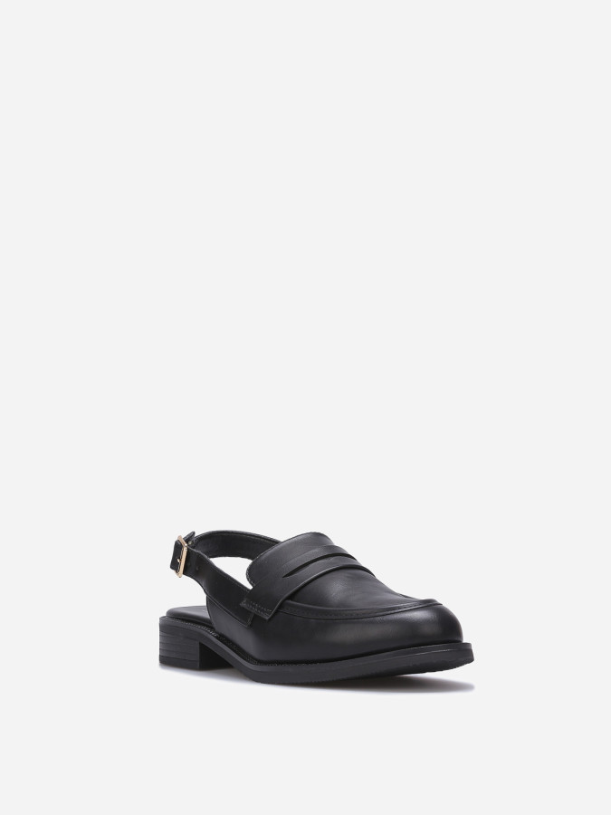Mocassins slingback en simili noirs