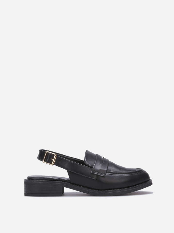 Mocassins slingback en simili noirs