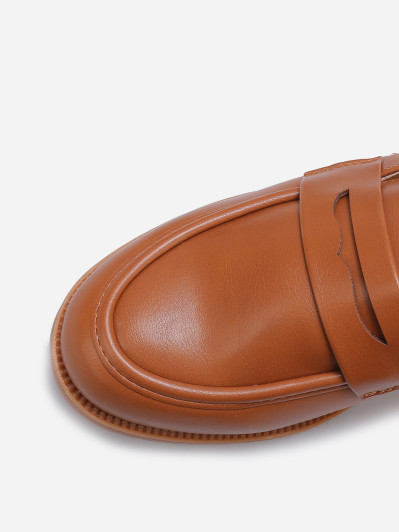 Mocassins slingback en simili camel