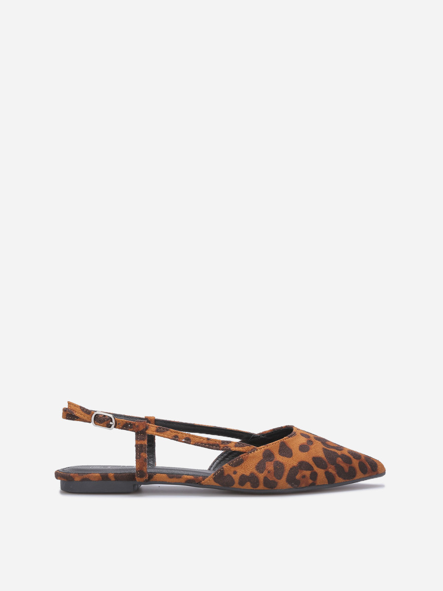 Ballerines slingback à fines brides marrons