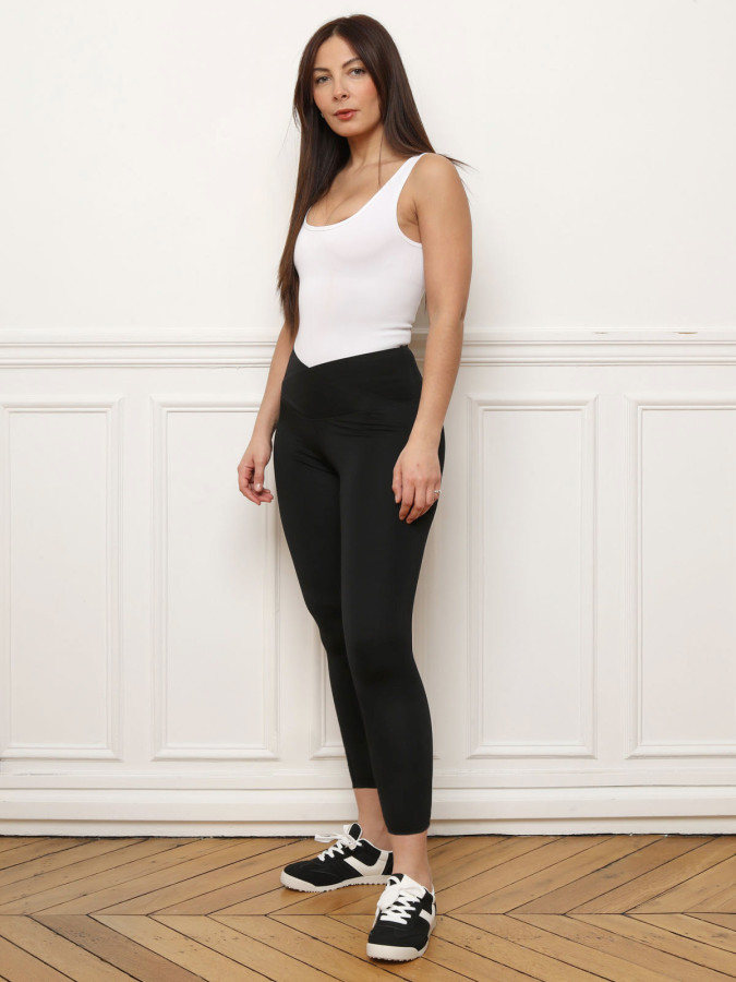 Legging sculptant à ceinture croisée noir