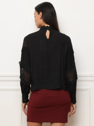 Blouse texturée à détails en crochet