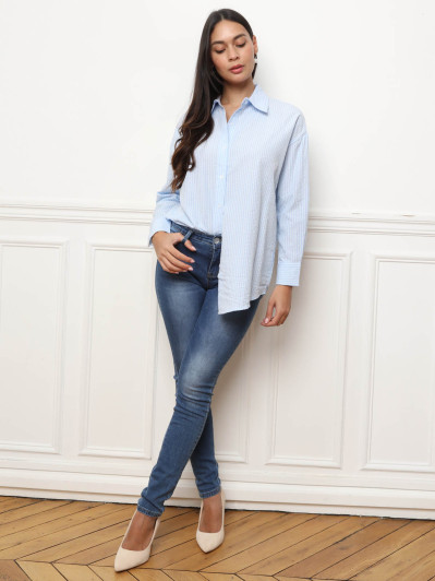 Chemise oversize à motifs rayés bleu clair