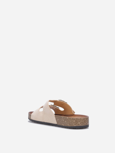 Mules en suédine avec deux brides beiges