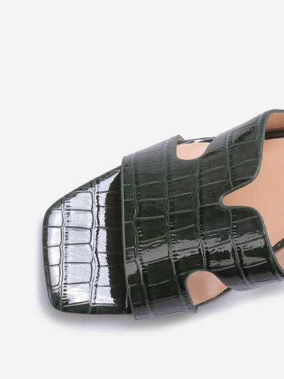 Mules ajourées à talon carré vertes