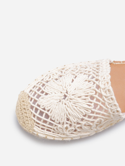 Espadrilles en crochet à plateforme beiges