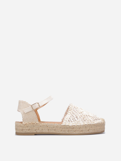 Espadrilles en crochet à plateforme beiges