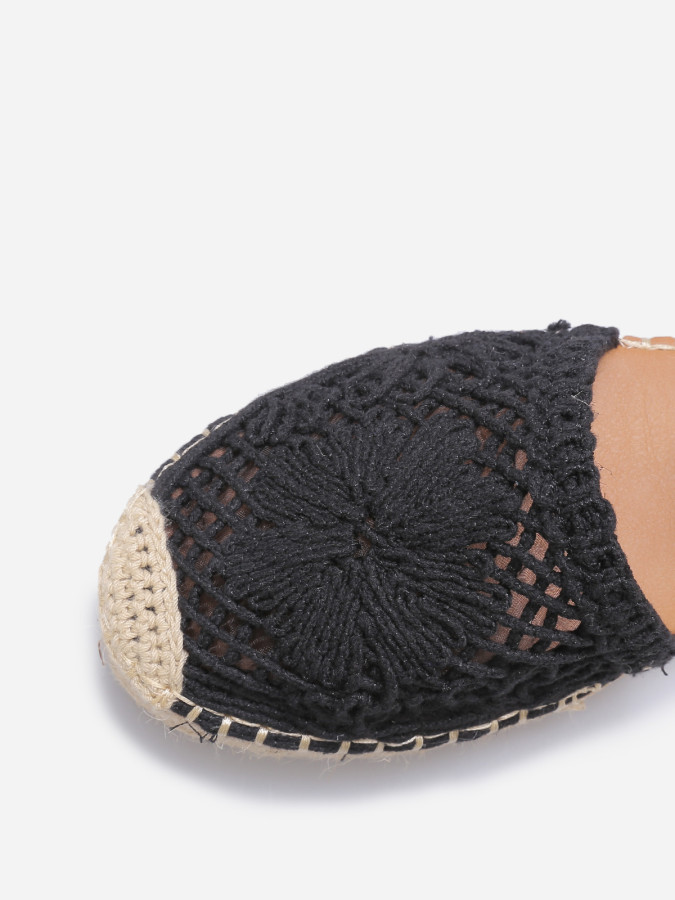 Espadrilles en crochet à plateforme noires