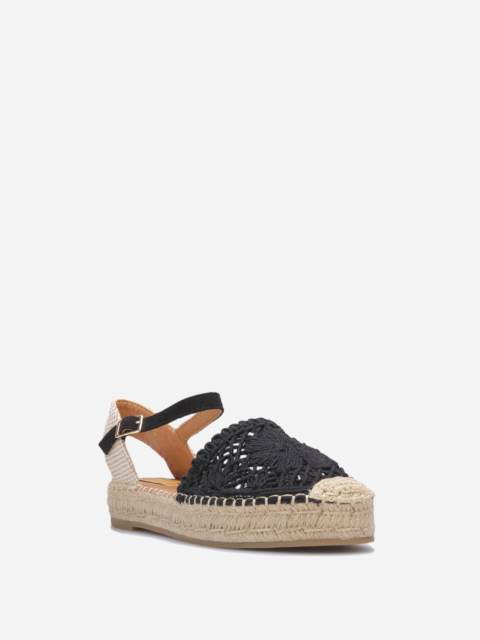 Espadrilles en crochet à plateforme noires