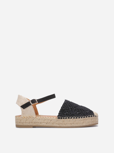 Espadrilles en crochet à plateforme noires