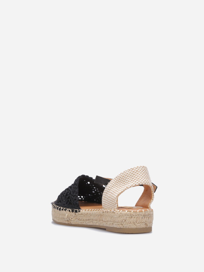 Espadrilles en crochet à plateforme noires