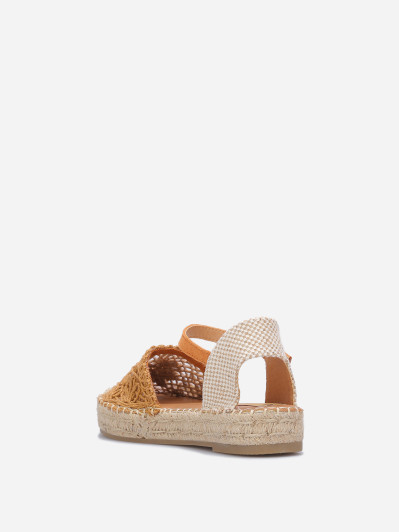 Espadrilles en crochet à plateforme camel