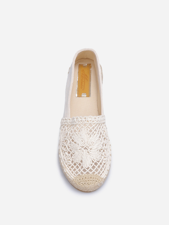 Espadrilles en crochet et résille beiges