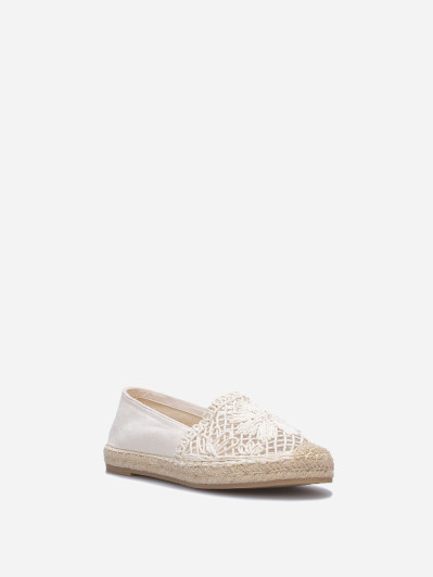 Espadrilles en crochet et résille beiges