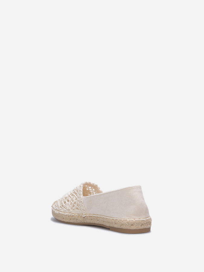 Espadrilles en crochet et résille beiges