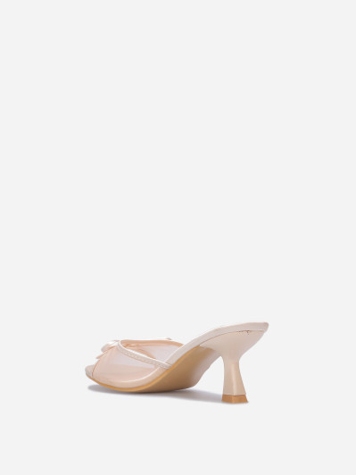 Mules en résille à nœud taupe