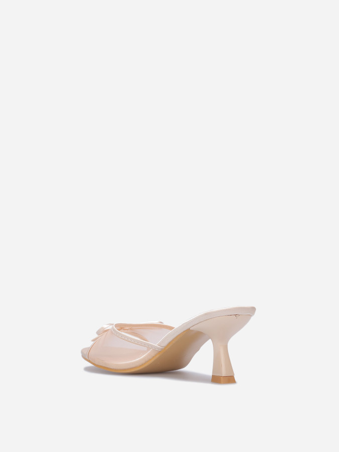 Mules en résille à nœud taupe