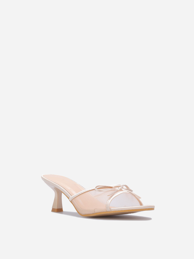 Mules en résille à nœud taupe