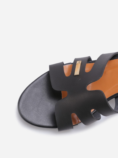 Mules à bride ajourée et talon noires