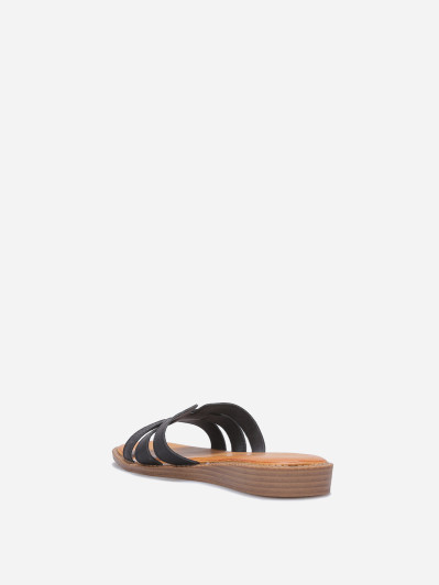 Mules plates à brides entrecroisées noires