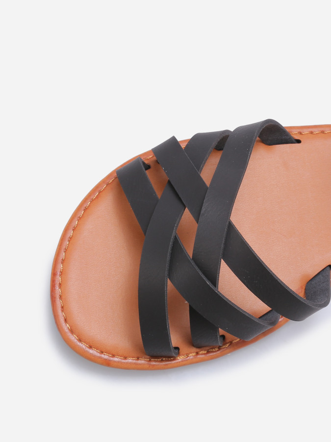 Sandales spartiates plates noires