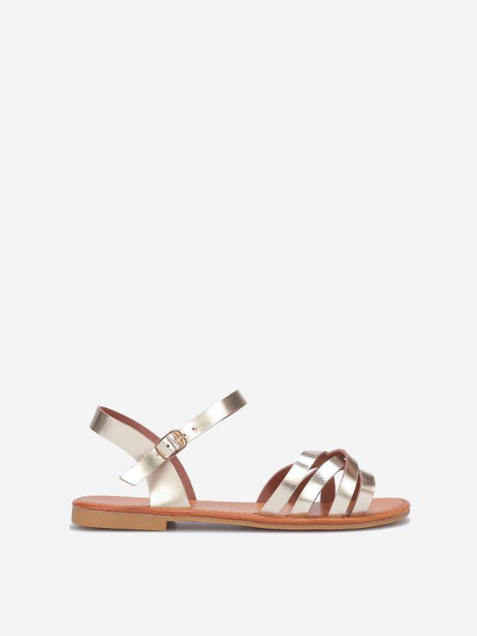 Sandales spartiates plates dorées