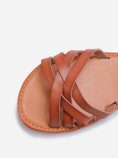 Sandales spartiates plates marron