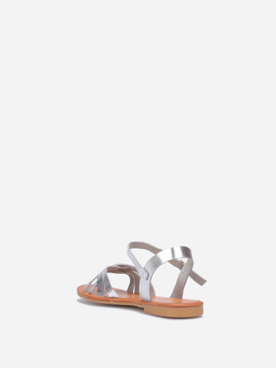 Sandales spartiates plates argentées