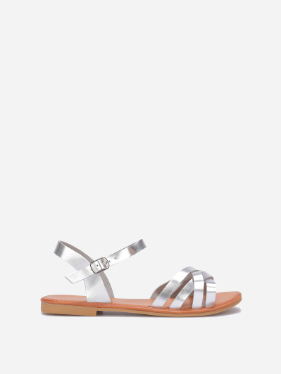 Sandales spartiates plates argentées