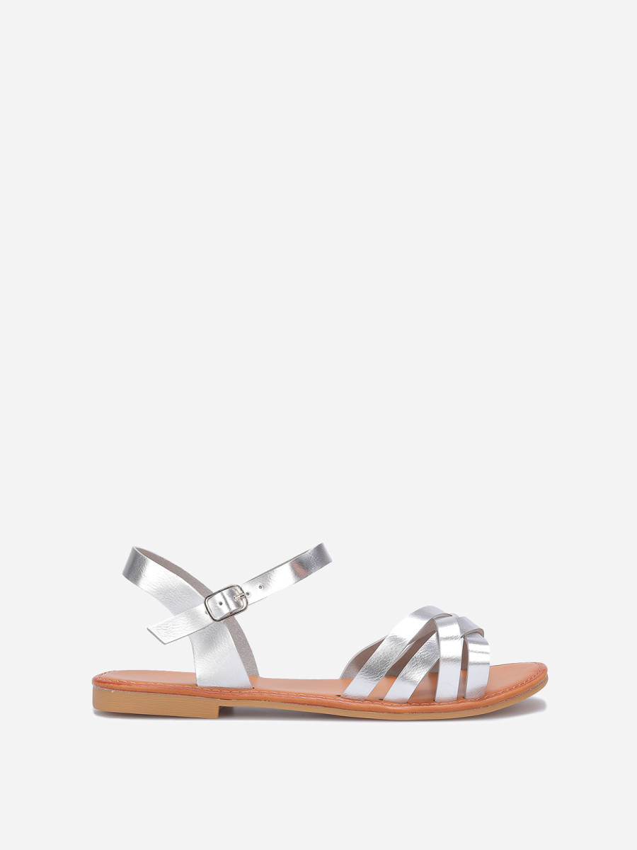 Sandales spartiates plates argentées